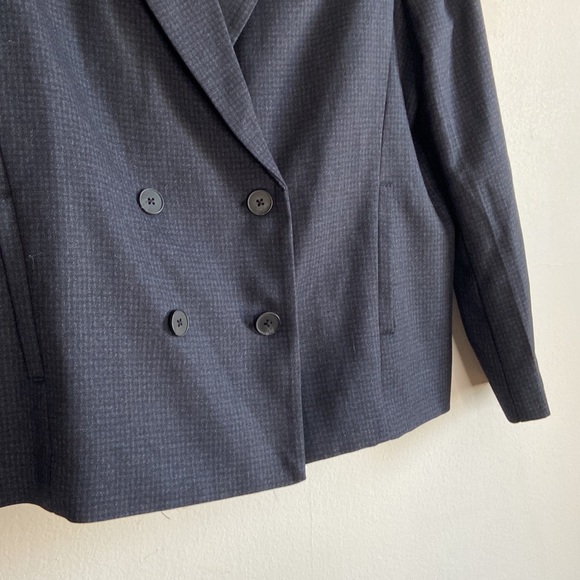 Dynamite Dark Navy Blue Checker Double Breasted Blazer - Picture 6 of 12